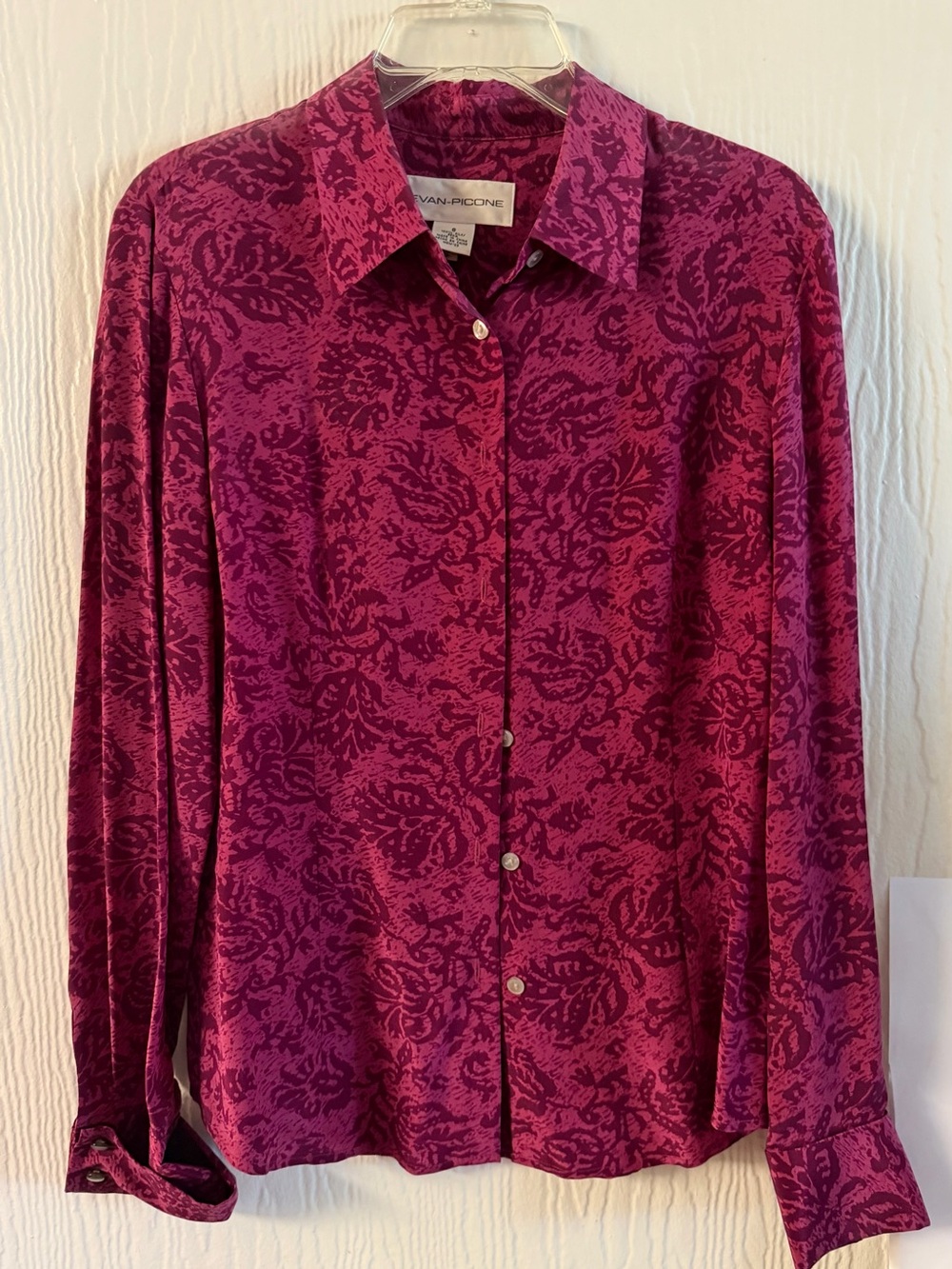 Women’s Magenta Lavender Label Deep Magenta Floral Silk Blouse